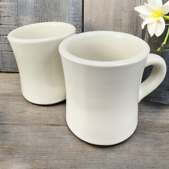 Ultima China Mug Cup Set 2 Heavy Duty Thick Wall ResturantWare Vintage Mugs Cups - Picture 1 of 13